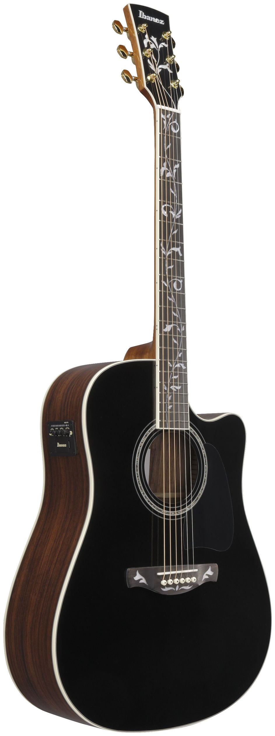 Ibanez AW391RCE - Black Top, Natural High Gloss
