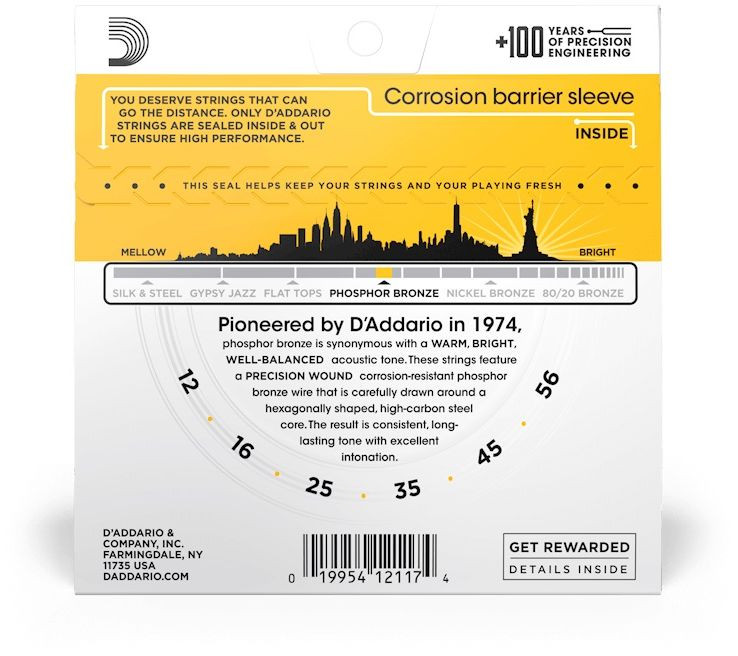 Galerijní obrázek č.1 Tvrdost .012 D'ADDARIO EJ19 Phosphor Bronze Low Top/ Medium Heavy - .012 - .056