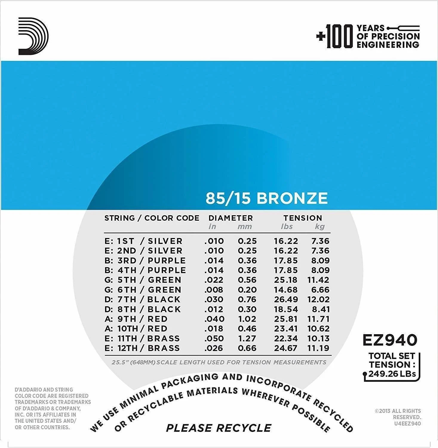 Galerijní obrázek č.1 Pro dvanáctistrunnou kytaru D'ADDARIO EZ940 80/15 Bronze Light - .010 - .050