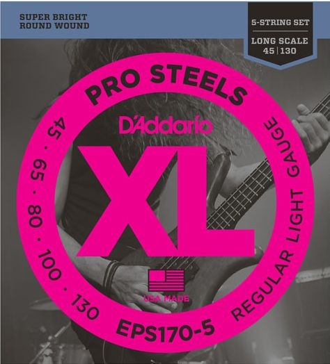 Hlavní obrázek Tvrdost .045 D'ADDARIO EPS170-5 Pro Steels Regular Light - .045 - .130