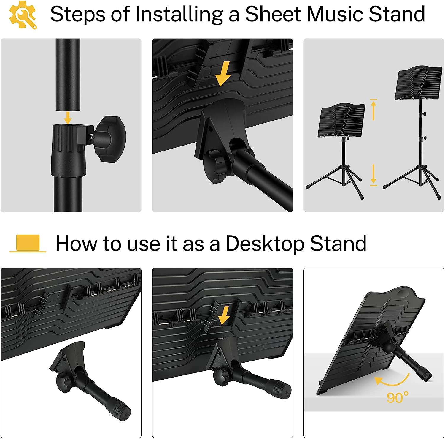 Galerijní obrázek č.2 Notové stojany DONNER DMS-1 Music Stand With Light - Black