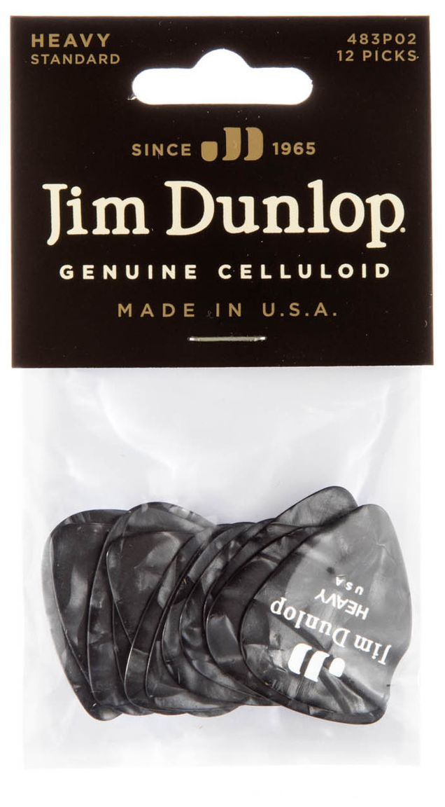 Galerijní obrázek č.2 Ostatní  DUNLOP Celluloid Black Pearloid Pick Heavy - 12 ks