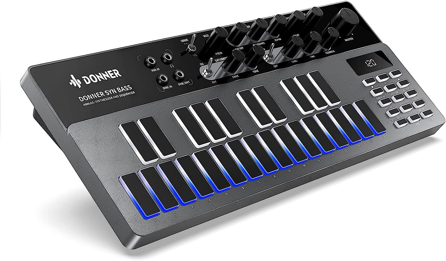 Galerijní obrázek č.1 Syntezátory, varhany, virtuální nástroje DONNER B1 Analog Bass Synthesizer & Sequencer