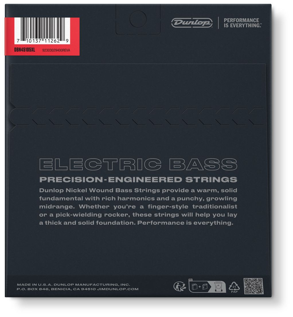 Galerijní obrázek č.1 Tvrdost .045 DUNLOP Standard Series Nickel Wound Extra Long Scale Bass Strings 45-105