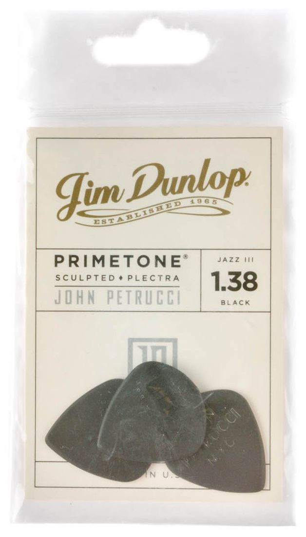Galerijní obrázek č.3 Tvrdost do 2.0 DUNLOP John Petrucci Primetone Jazz III Black Pick 1,38mm - 3 ks
