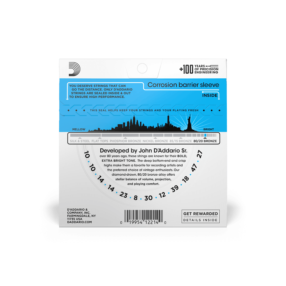 Galerijní obrázek č.1 Pro dvanáctistrunnou kytaru D'ADDARIO EJ36 80/20 Bronze 12 Light - .010 - .047