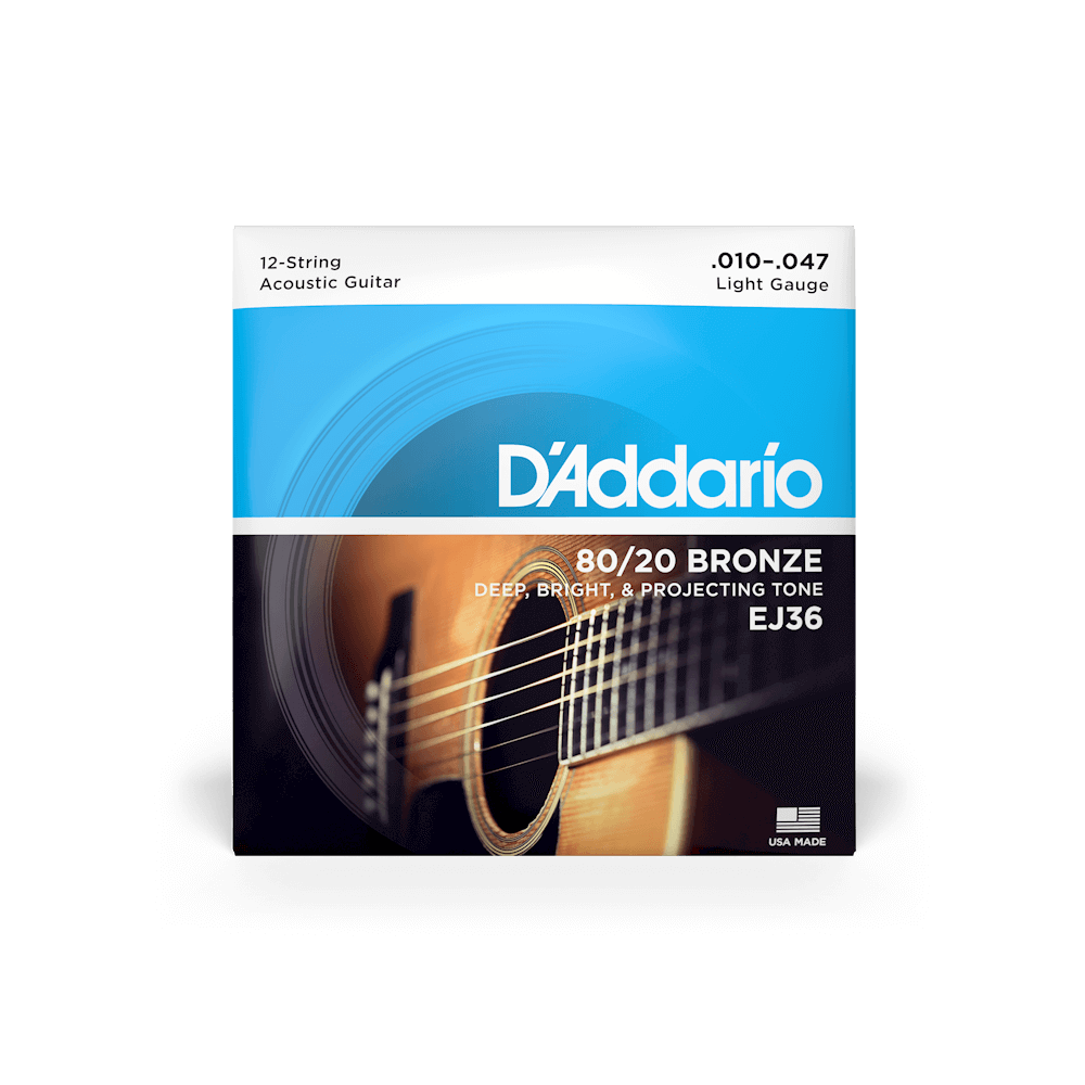 Hlavní obrázek Pro dvanáctistrunnou kytaru D'ADDARIO EJ36 80/20 Bronze 12 Light - .010 - .047
