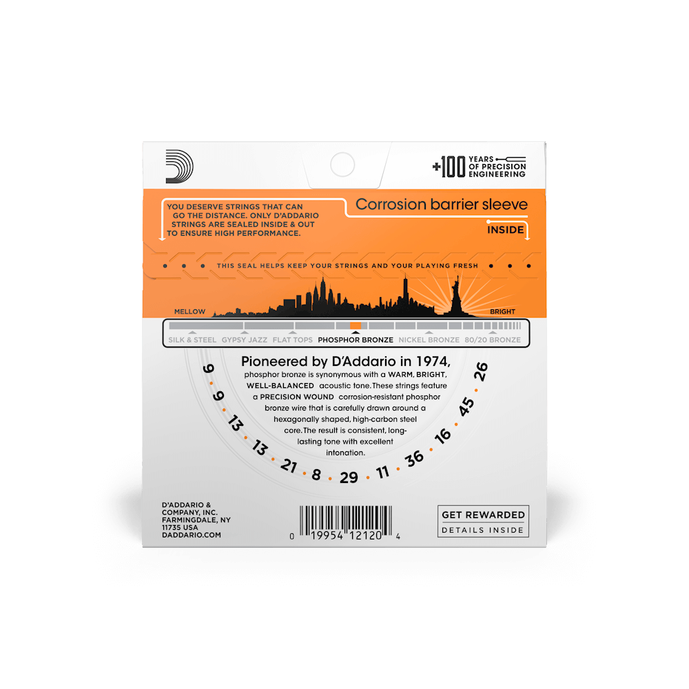 Galerijní obrázek č.1 Pro dvanáctistrunnou kytaru D'ADDARIO EJ41 Phosphor Bronze 12 Extra Light - .009 - .045