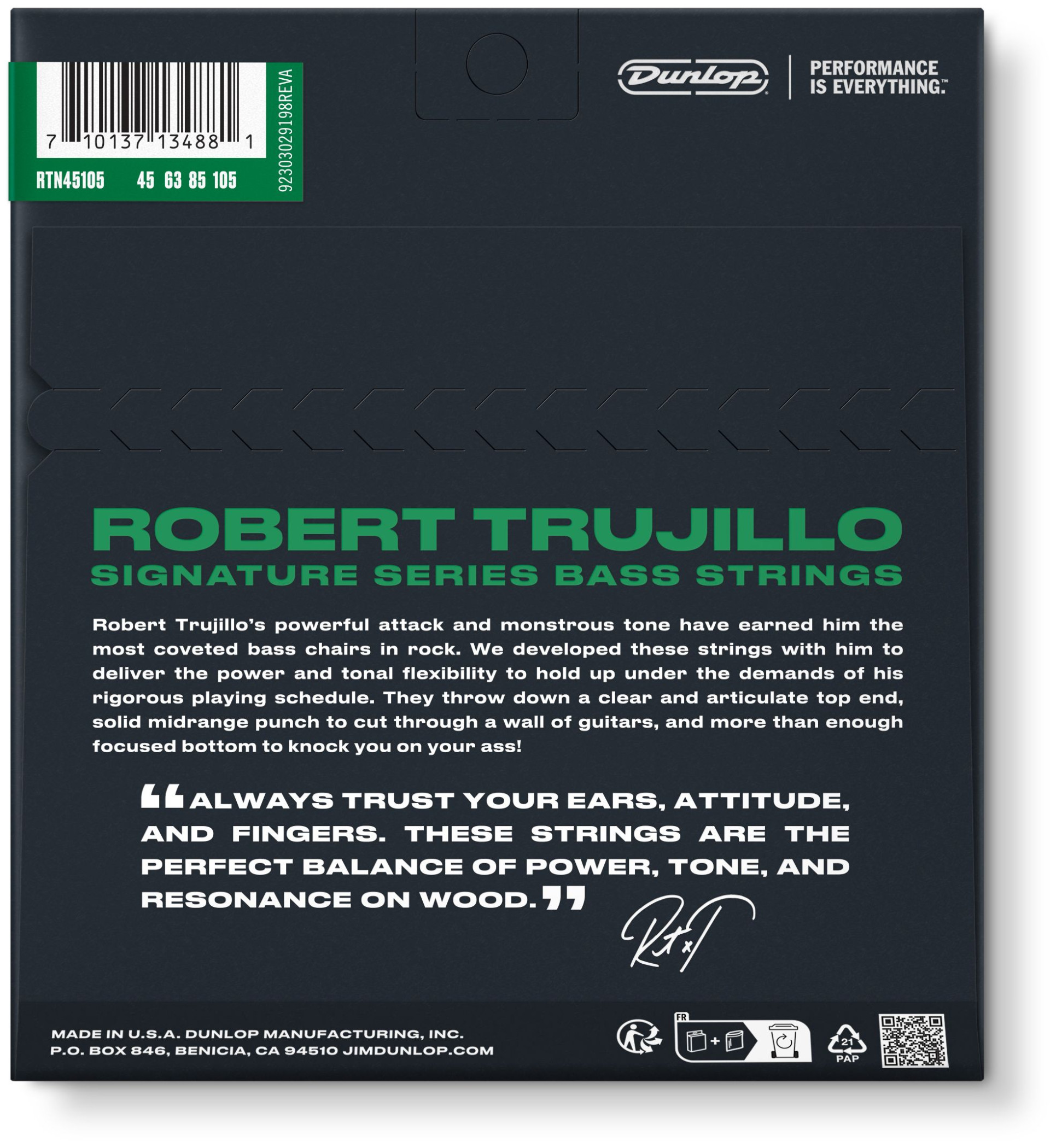 Galerijní obrázek č.1 Tvrdost .045 DUNLOP Robert Trujillo Nickel Wound Bass Strings 45-105