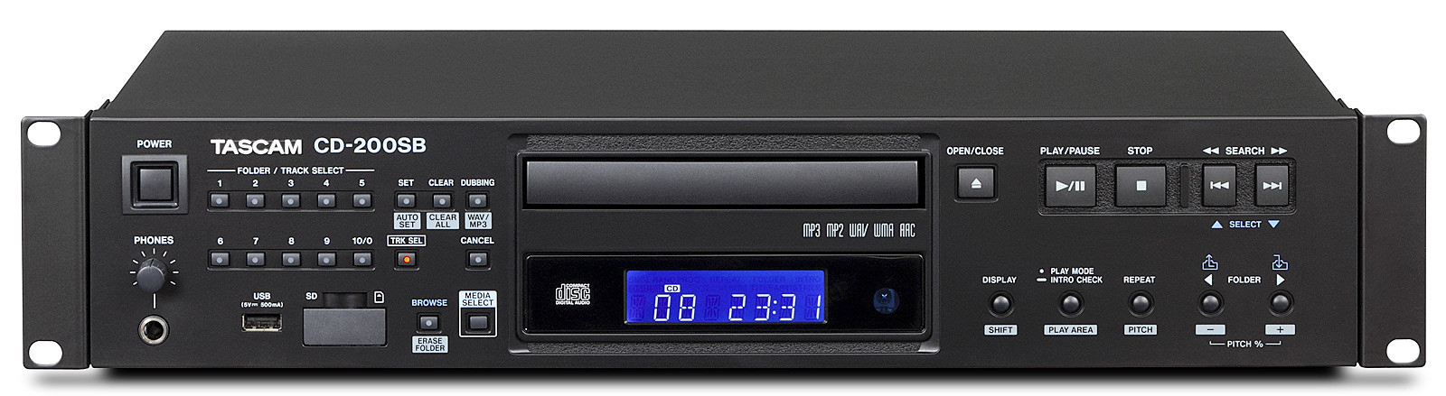 Hlavní obrázek Profesionální CD/DVD/USB/SD/MC přehrávače TASCAM CD-200SB