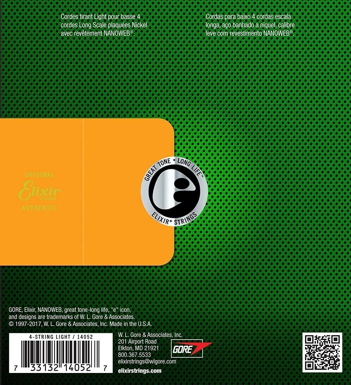 Galerijní obrázek č.1 Tvrdost .045 ELIXIR 4 strings NANOWEB Long .045 - .100