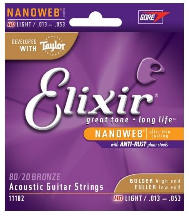 Hlavní obrázek Tvrdost .013 ELIXIR 11182 NANOWEB Acoustic 80/20 Bronze .013-.053
