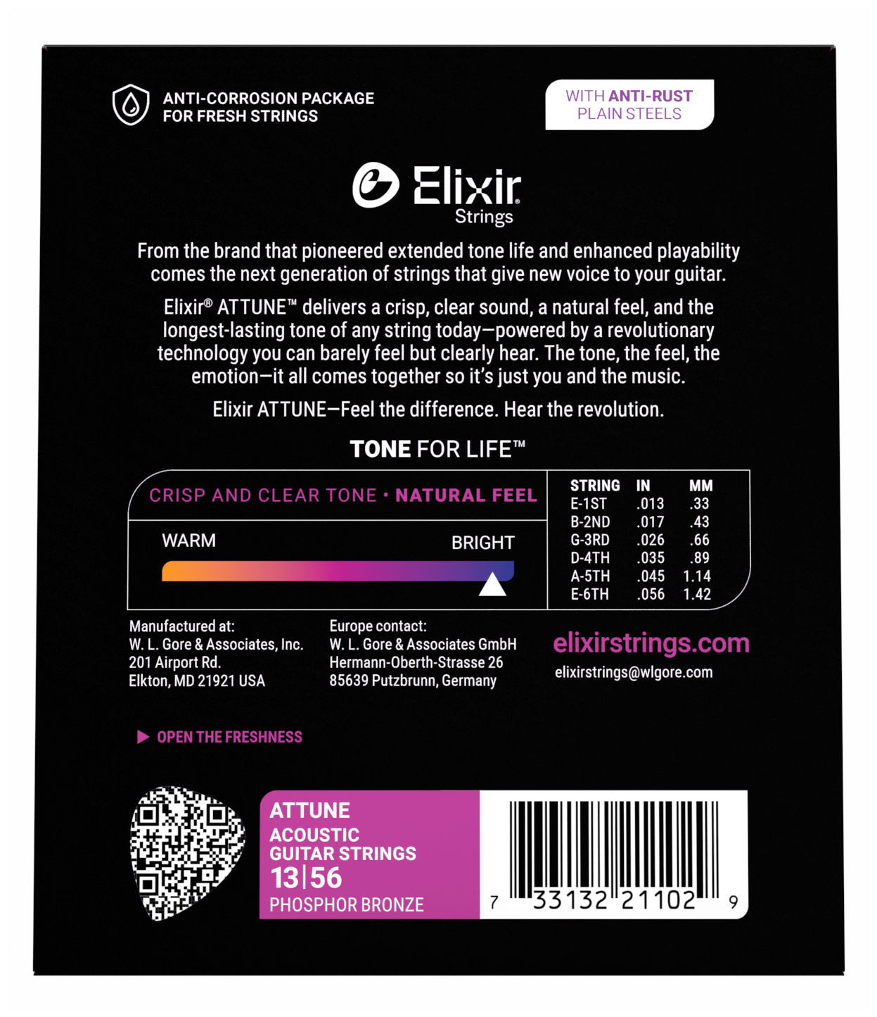 Galerijní obrázek č.1 Tvrdost .013 ELIXIR Attune Acoustic Phosphor Bronze Medium .013 - .056