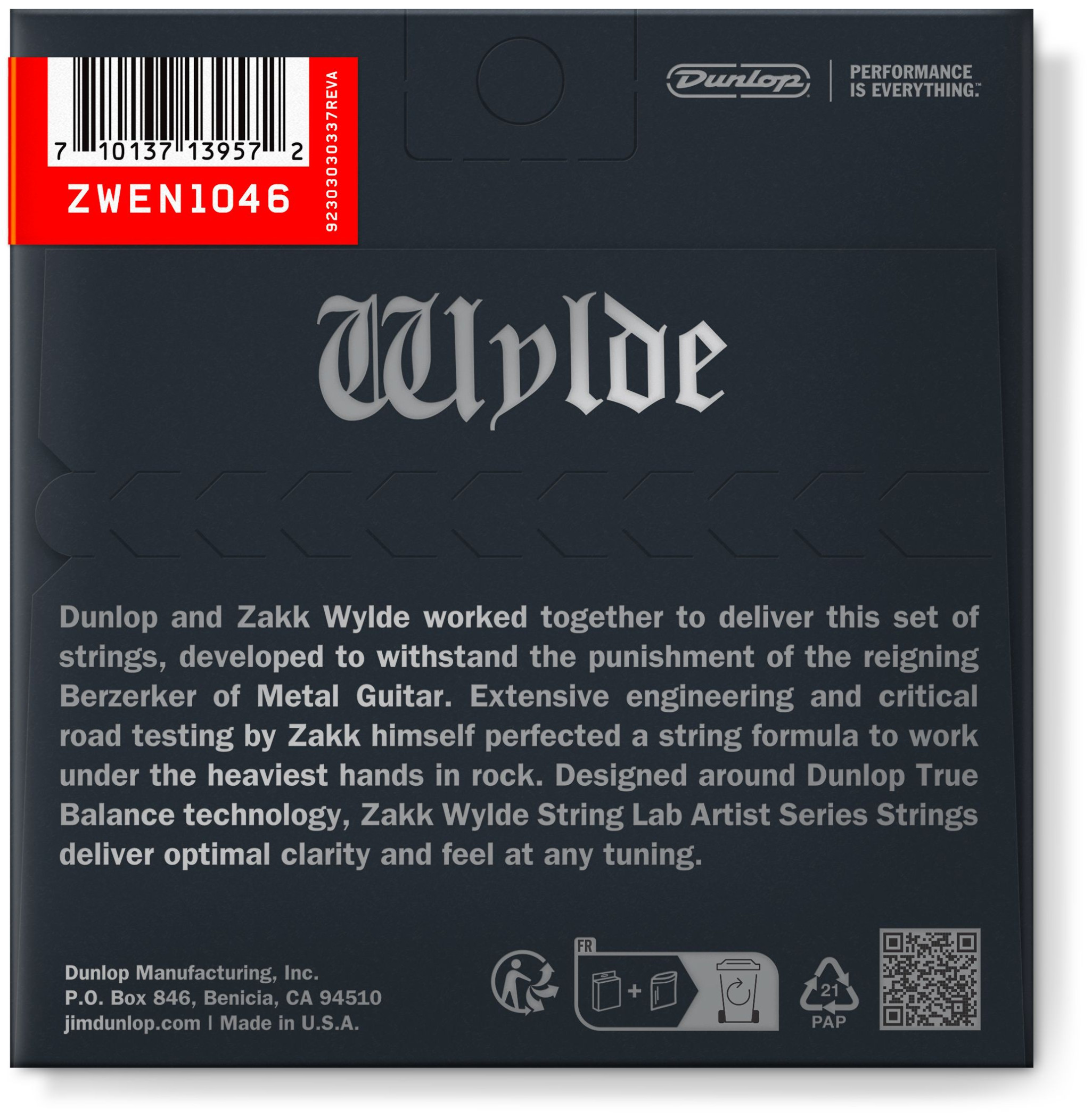 Galerijní obrázek č.1 Tvrdost .010 DUNLOP Zakk Wylde String Lab Electric Guitar Strings .10 - .46