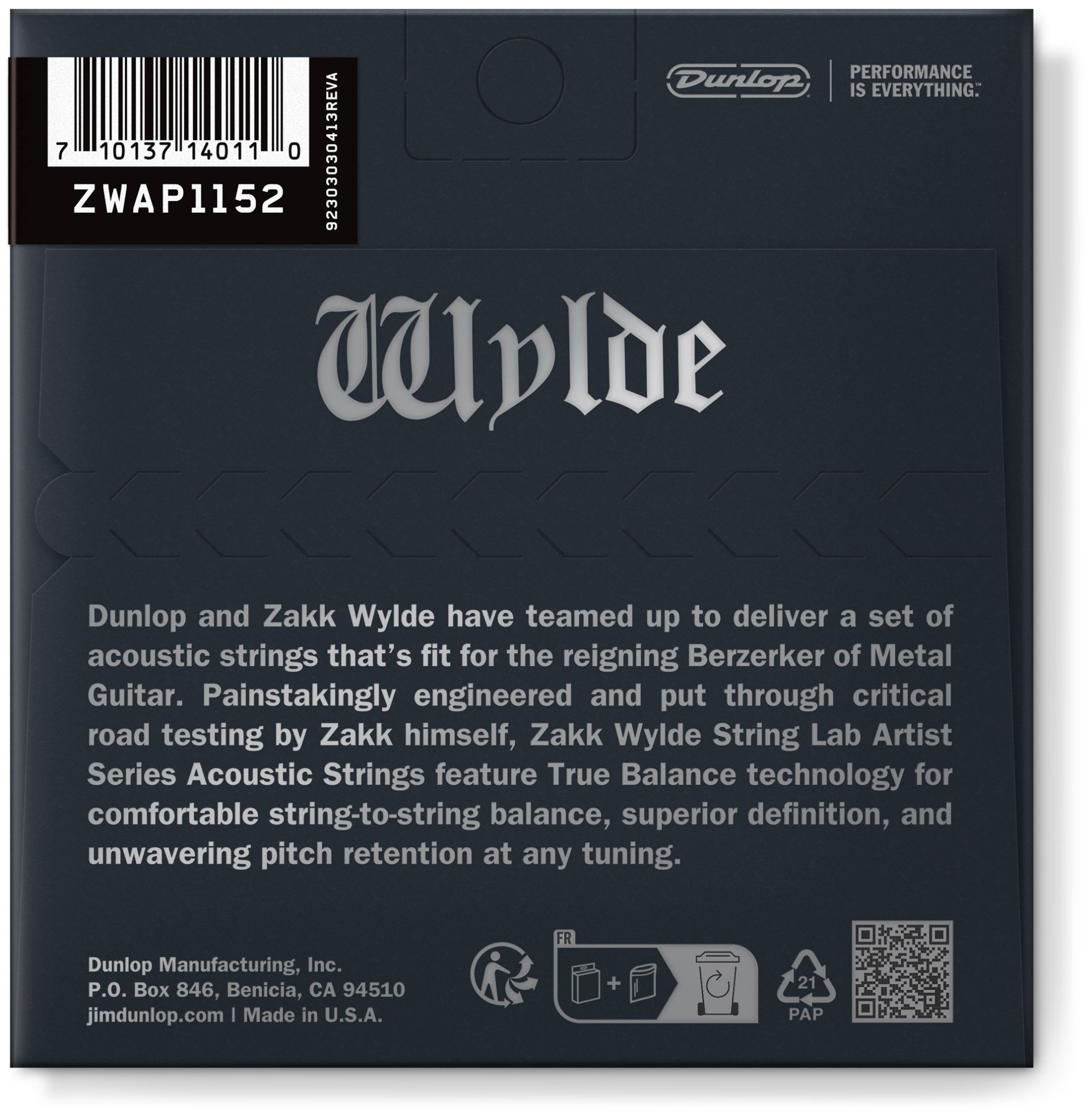 Galerijní obrázek č.1 Tvrdost .011 DUNLOP Zakk Wylde String Lab Acoustic Guitar Strings .11 - .52