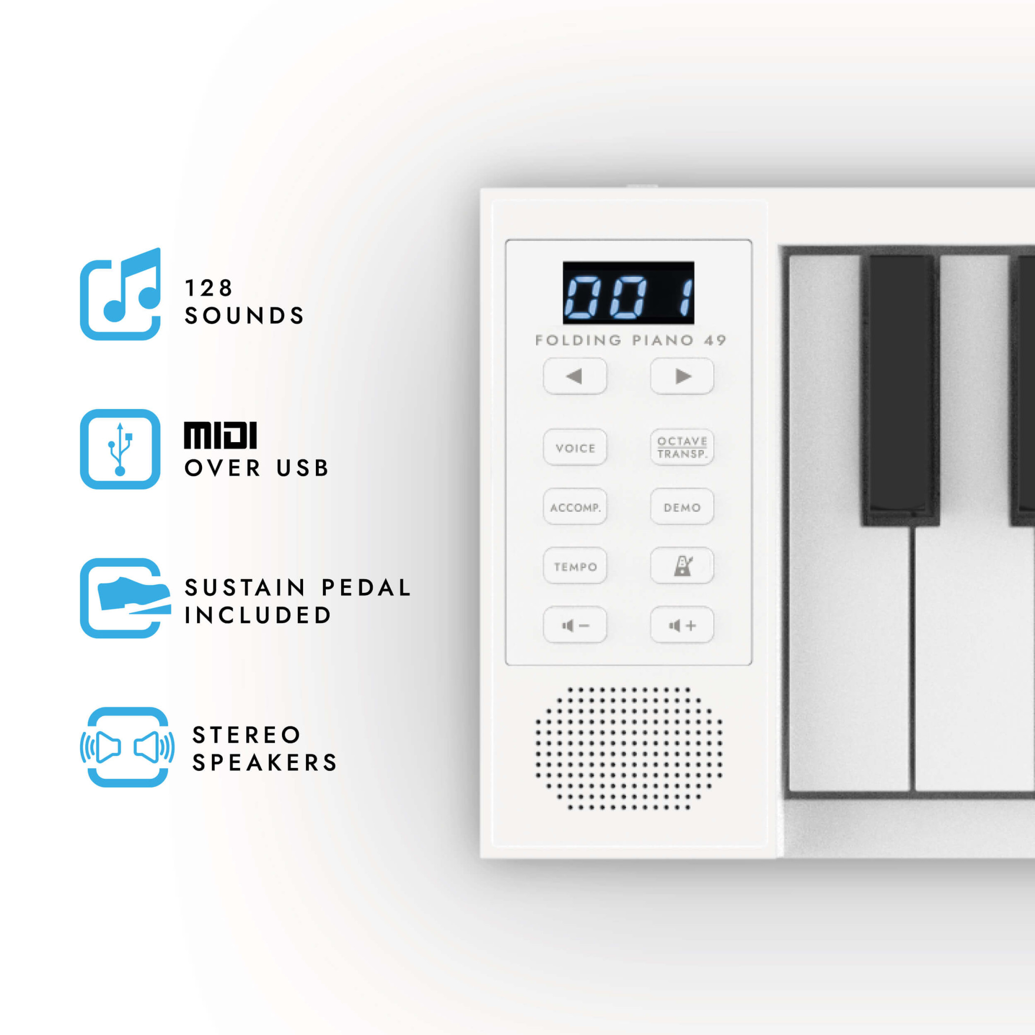 Galerijní obrázek č.1 Stage piana CARRY-ON Folding Piano 49 - White
