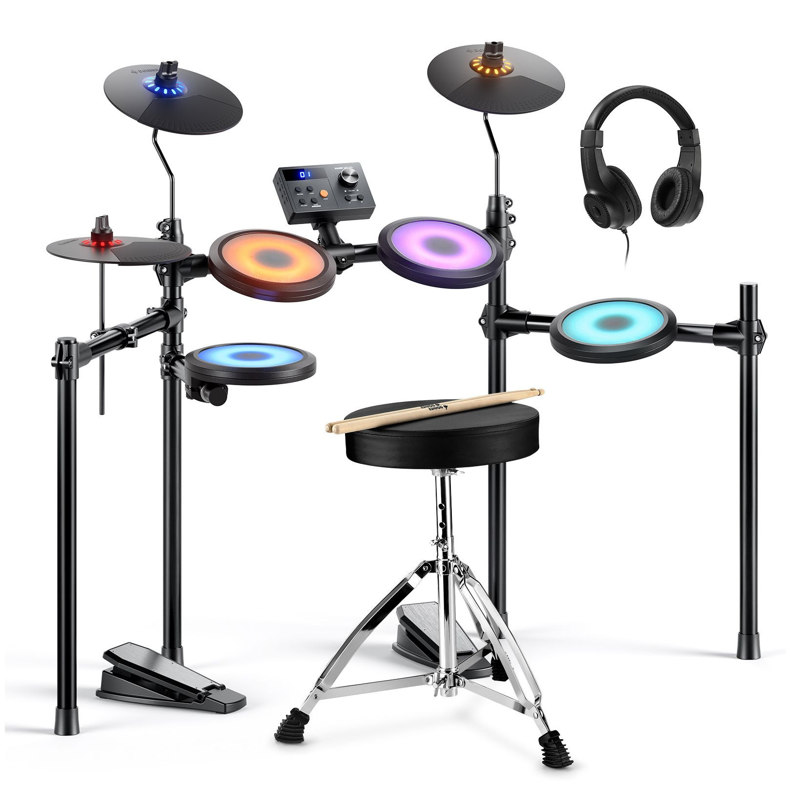 Galerijní obrázek č.3 Elektronické soupravy DONNER DED-70L Electronic Drum Set with LED