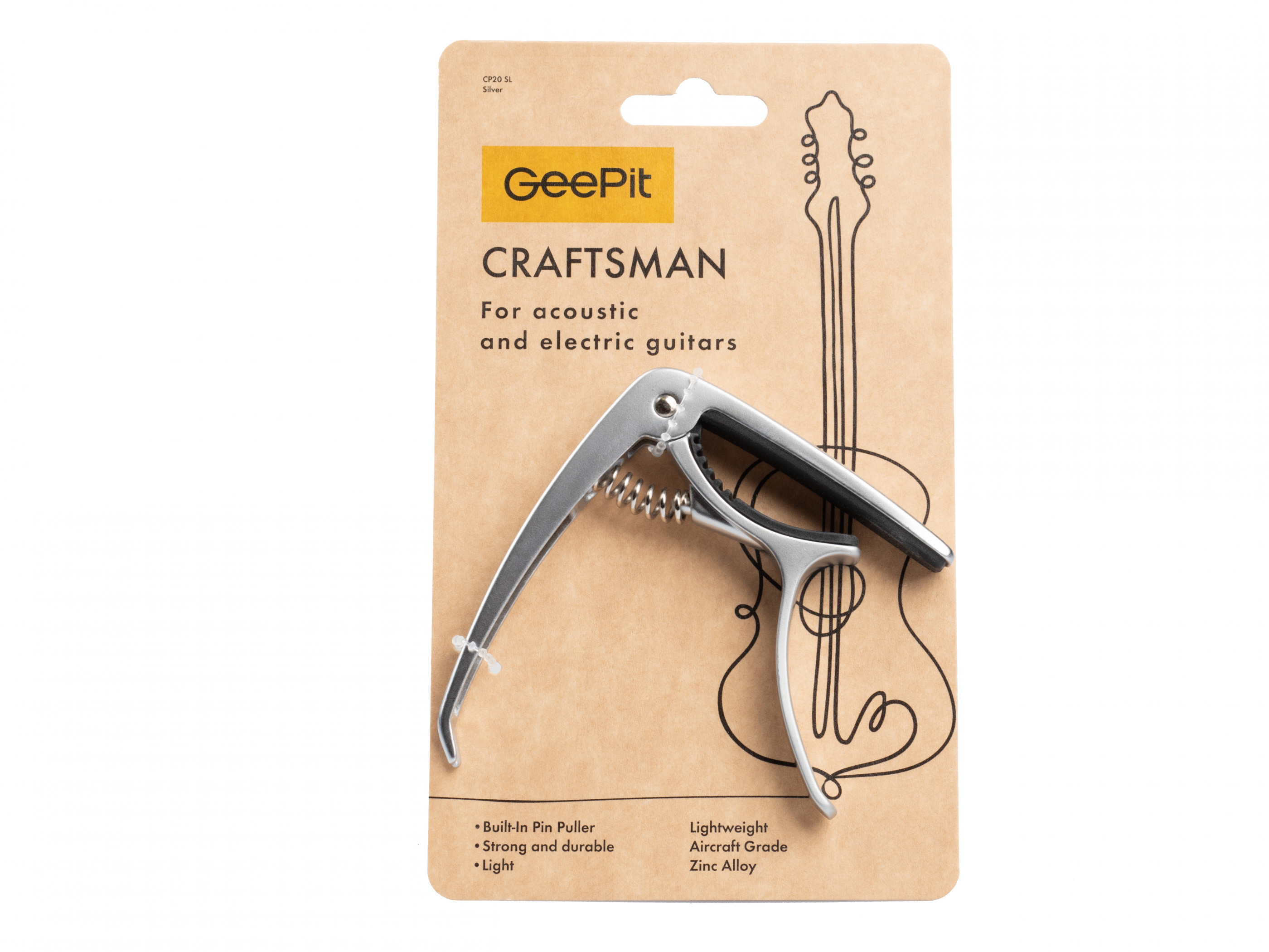 Hlavní obrázek Kapodastry pro akustické a elektrické kytary GEEPIT Craftsman Silver