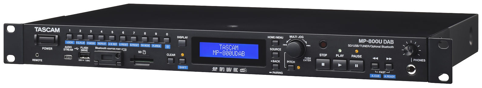 Galerijní obrázek č.1 Profesionální CD/DVD/USB/SD/MC přehrávače TASCAM MP-800U DAB