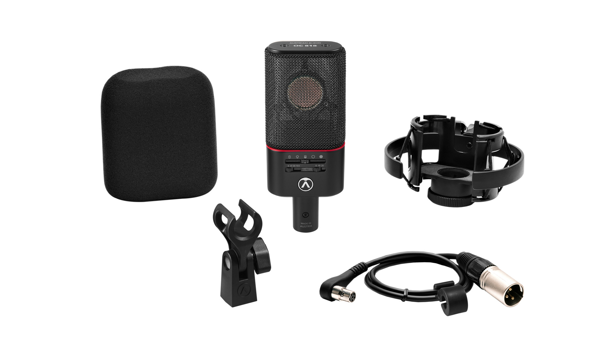 Galerijní obrázek č.1 Velkomembránové kondenzátorové mikrofony AUSTRIAN AUDIO OC818 Studio Set black