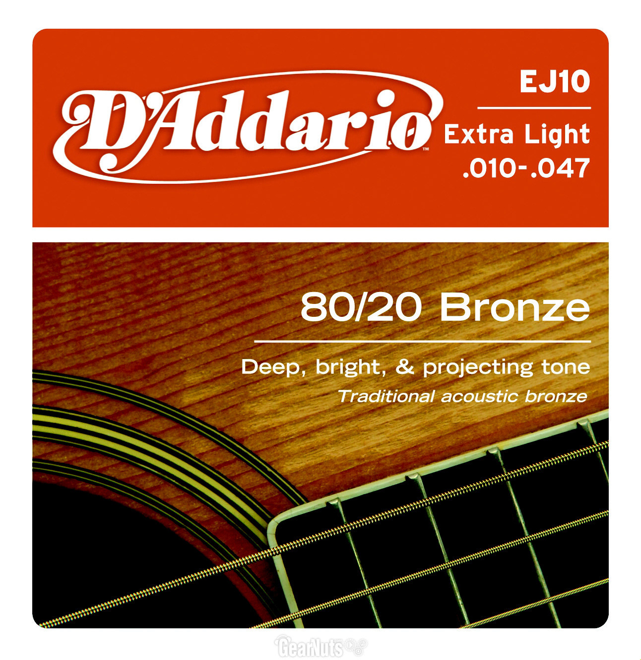 Galerijní obrázek č.2 Tvrdost .010 D'ADDARIO EJ10 80/20 Bronze Extra Light - .010 - .047