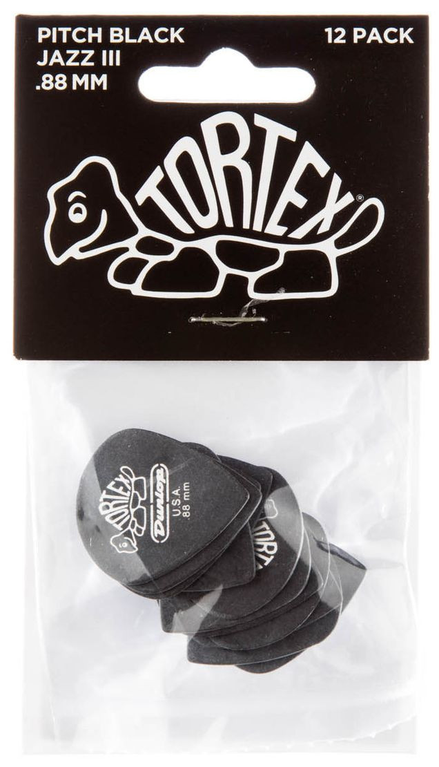 Galerijní obrázek č.2 Tvrdost  0.88 DUNLOP Tortex Pitch Black Jazz III Pick .88mm - 12 ks