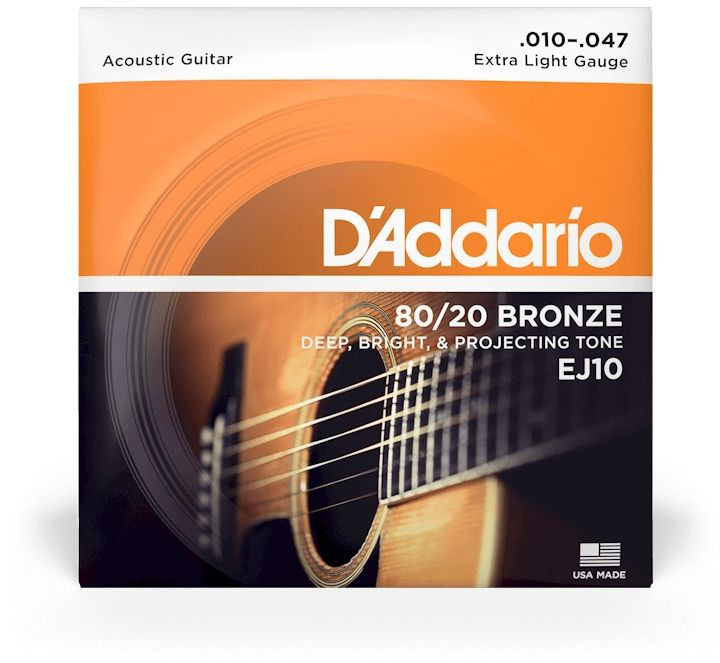 Hlavní obrázek Tvrdost .010 D'ADDARIO EJ10 80/20 Bronze Extra Light - .010 - .047