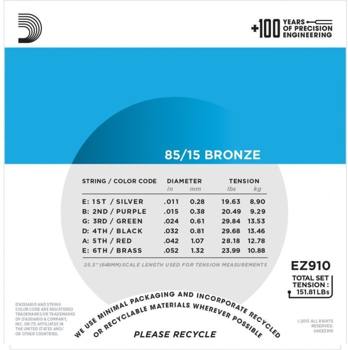 Hlavní obrázek Tvrdost .011 D'ADDARIO EZ910 80/15 Bronze Mid Light - .011 - .052