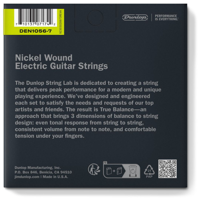 Hlavní obrázek Pro 7-8strunné kytary DUNLOP Nickel Wound electrik Guitar Strings 10-56 / 7-String