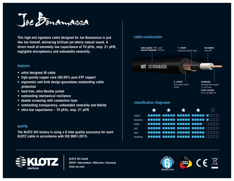 Hlavní obrázek 1-4m KLOTZ JBNPR045 Joe Bonamassa