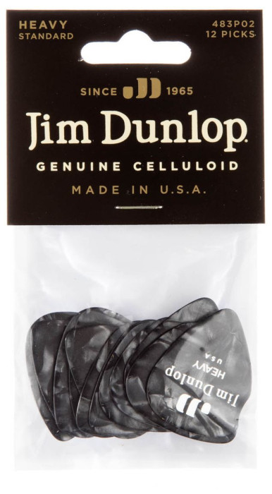 Hlavní obrázek Ostatní DUNLOP Celluloid Black Pearloid Pick Heavy - 12 ks