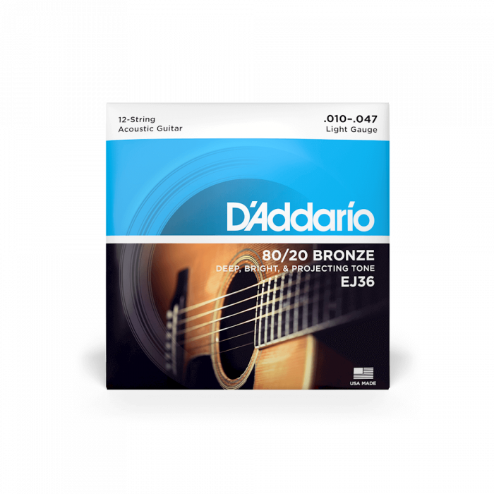Hlavní obrázek Pro dvanáctistrunnou kytaru D'ADDARIO EJ36 80/20 Bronze 12 Light - .010 - .047