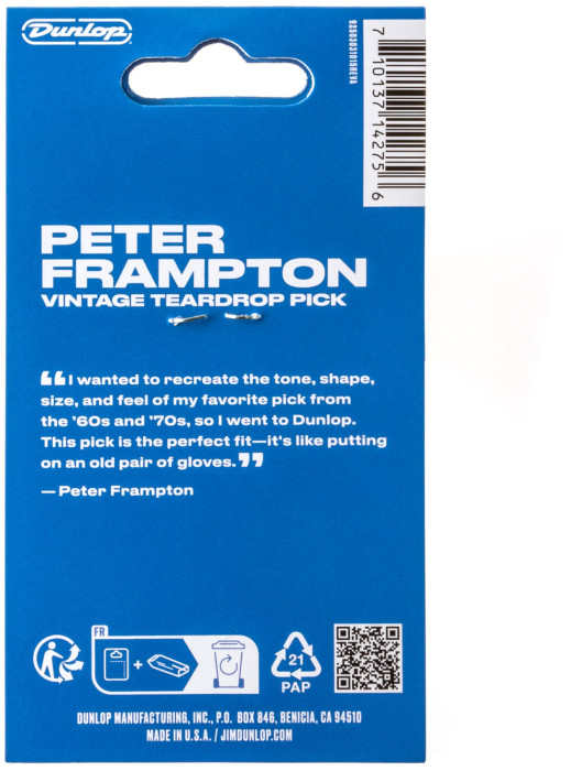 Hlavní obrázek Ostatní DUNLOP Peter Frampton Vintage Jazz Teardrop Pick - 6 Pack