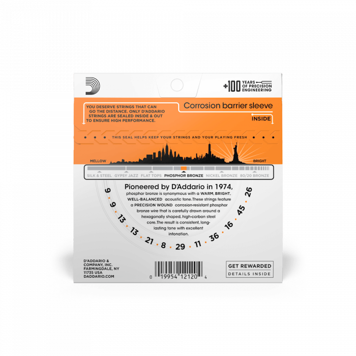 Hlavní obrázek Pro dvanáctistrunnou kytaru D'ADDARIO EJ41 Phosphor Bronze 12 Extra Light - .009 - .045