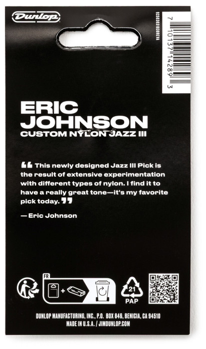 Hlavní obrázek Tvrdost do 2.0 DUNLOP Eric Johnson Custom Nylon Jazz III Pick 1.38mm 6 ks