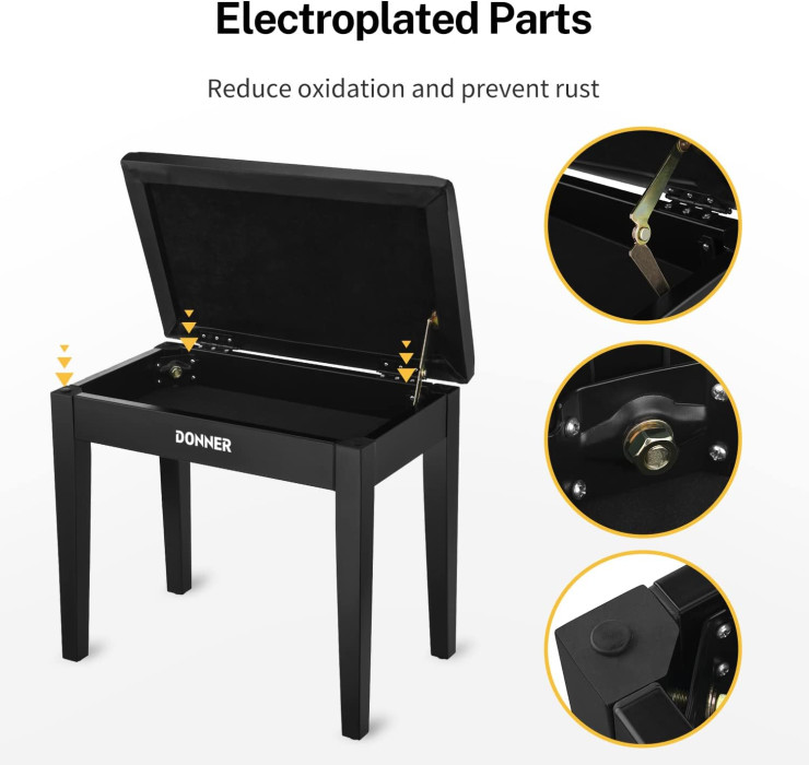 Hlavní obrázek Stoličky a sedáky DONNER Piano Bench With Storage - Black