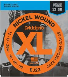 Hlavní obrázek Tvrdost .013 D'ADDARIO EJ22 Nickel Wound Jazz Medium - .013 - .056