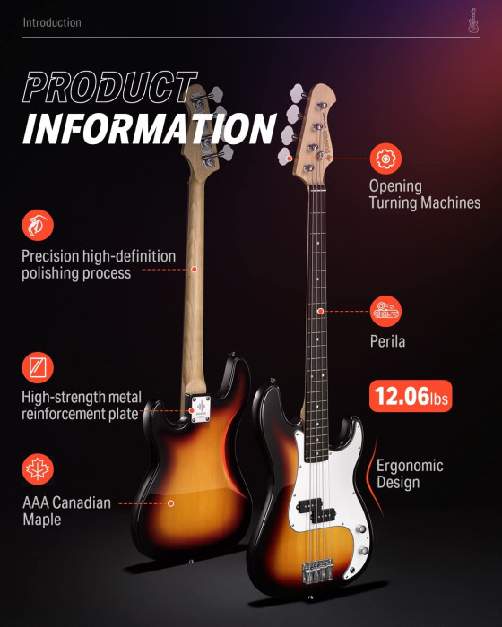 Hlavní obrázek Baskytary DONNER DPB-510 - Sunburst