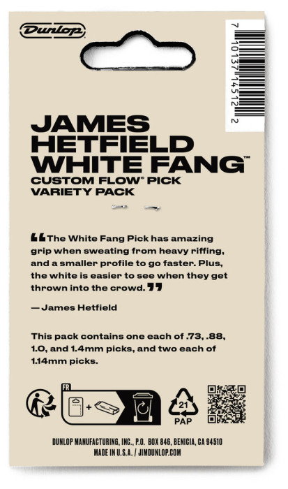Hlavní obrázek Ostatní DUNLOP PVPPH122 HETFIELD'S WHITE FANG CUSTOM FLOW PICK VARIETY PACK - 6 ks
