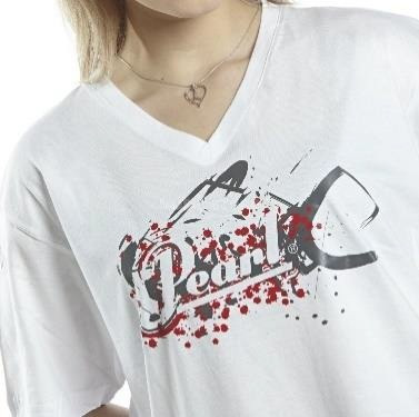 Hlavní obrázek Oblečení a dárkové předměty PEARL W1044 White V-Neck T-shirt Splatter Logo - velikost L Uni-Sex