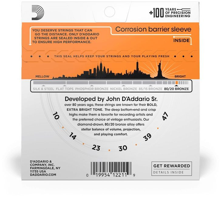 Hlavní obrázek Tvrdost .010 D'ADDARIO EJ10 80/20 Bronze Extra Light - .010 - .047