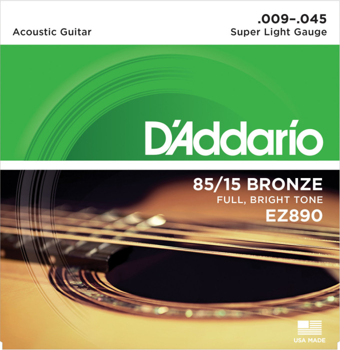Hlavní obrázek Tvrdost .009 D'ADDARIO EZ890 80/15 Bronze Super Light - .009 - .045
