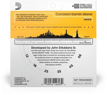 Hlavní obrázek Tvrdost .012 D'ADDARIO EJ14 80/20 Bronze Light Top/Medium Bottom - .012 - .056