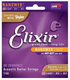 Hlavní obrázek Tvrdost .013 ELIXIR 11182 NANOWEB Acoustic 80/20 Bronze .013-.053