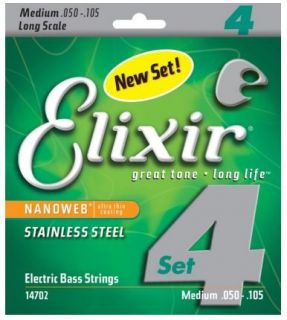 Hlavní obrázek Tvrdost .050+ ELIXIR 14702 NANOWEB Electric Bass Stainless Steel .050-.105