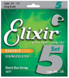 Hlavní obrázek Tvrdost .045 ELIXIR 14777 NANOWEB Electric Bass Stainless Steel .045-.130