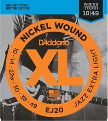 Hlavní obrázek Tvrdost .010 D'ADDARIO EJ20 Nickel Wound Jazz Extra Light - .010 - .049