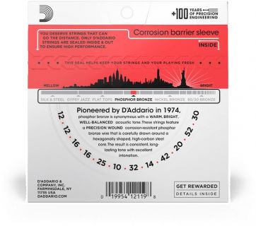 Hlavní obrázek Pro dvanáctistrunnou kytaru D'ADDARIO EJ39 Phosphor Bronze 12 Light - .012 - .052