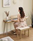 Galerijní obrázek č.5 Stoličky a sedáky DONNER Light Wood Color Piano Bench with High-Density Suede Cushion - Beige