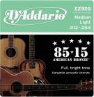 Galerijní obrázek č.2 Tvrdost .012 D'ADDARIO EZ920 80/15 Bronze Mid Light - .012 - .054